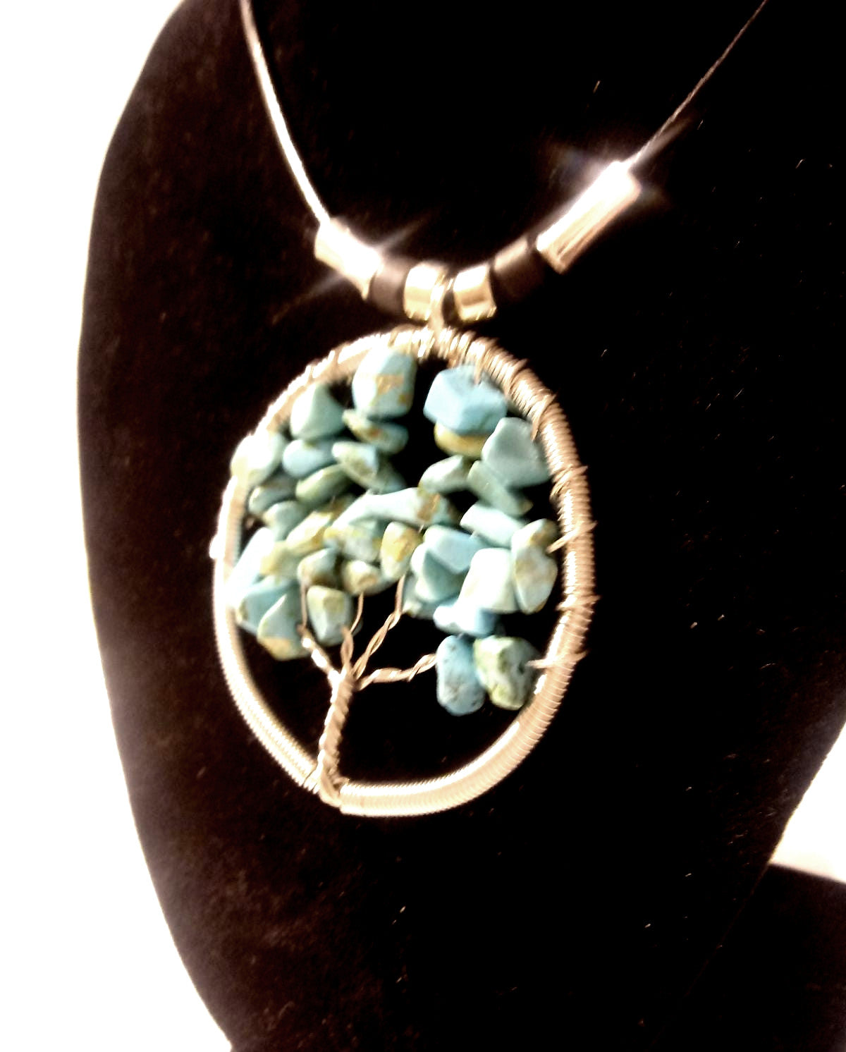 Turquoise Tree of Life Leather Necklace