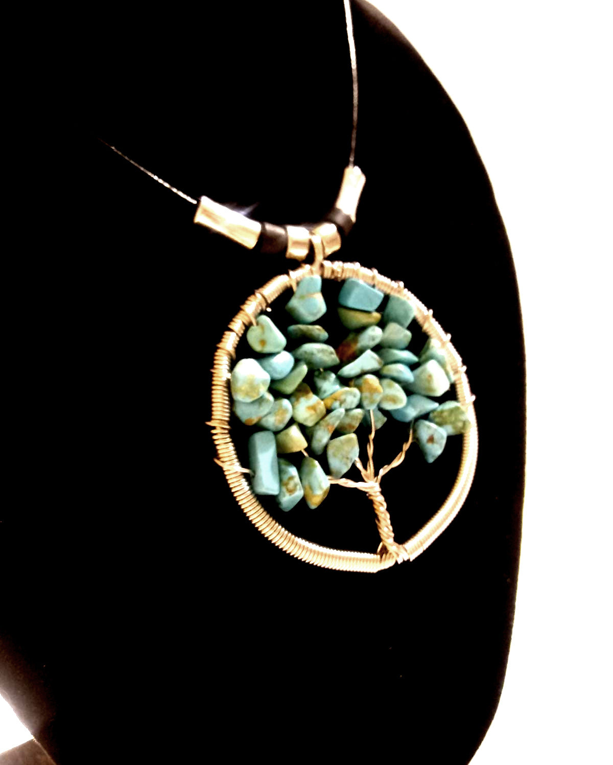 Turquoise Tree of Life Leather Necklace