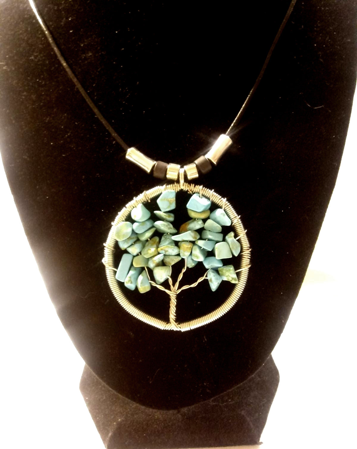 Turquoise Tree of Life Leather Necklace