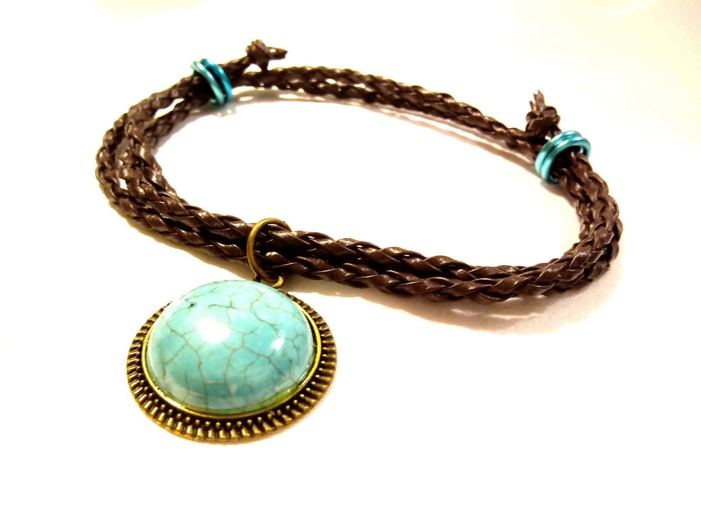 Turquoise Vegan Leather Wrap Bracelet