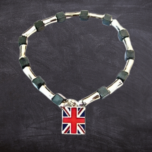 UK Flag Steel & Hematite Bracelet