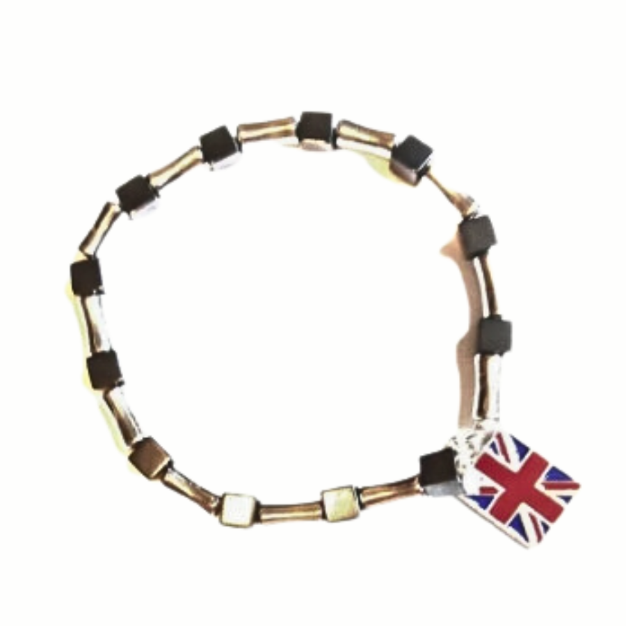 UK Flag Steel & Hematite Bracelet