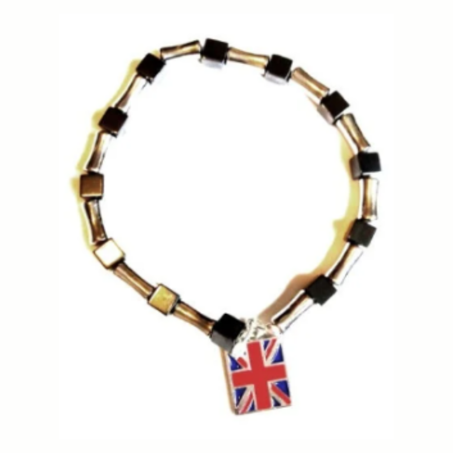 UK Flag Steel & Hematite Bracelet