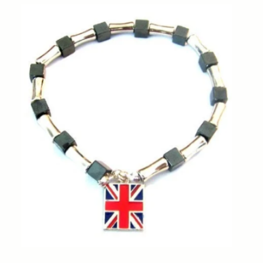 UK Flag Steel & Hematite Bracelet