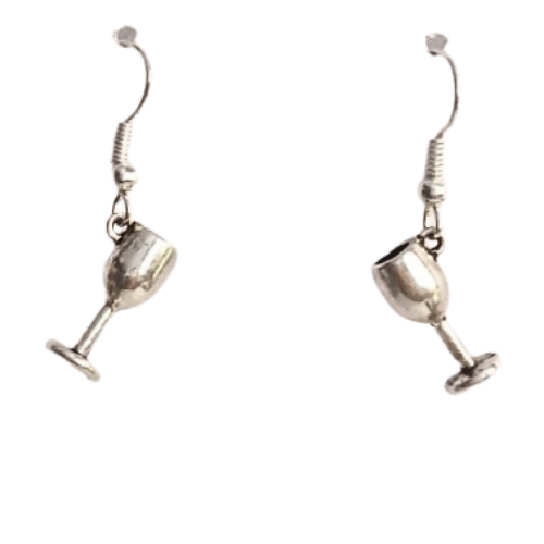 PEWTER WINE GLASS EARRINGS