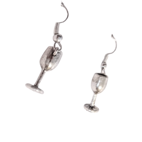 PEWTER WINE GLASS EARRINGS