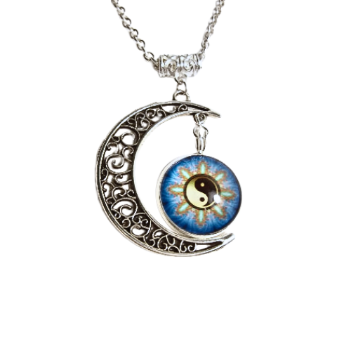 Yin Yang Air Element Moon Necklace