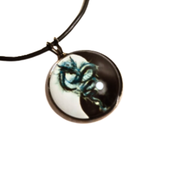 Yin Yang Dragon Graphic Necklace