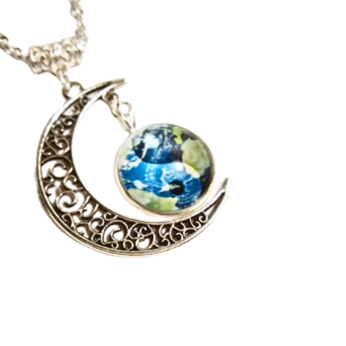 Yin Yang Earth Element Moon Necklace