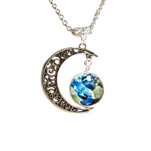 Yin Yang Earth Element Moon Necklace