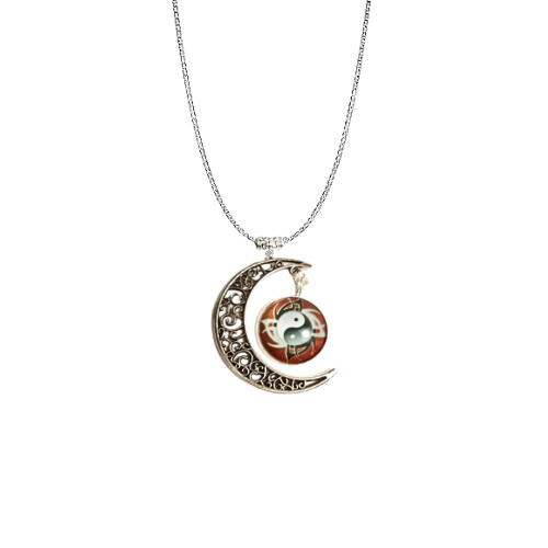 Yin Yang Fire Red Element Moon Necklace