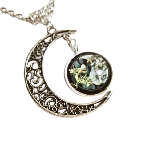 Yin Yang Water Element Moon Necklace