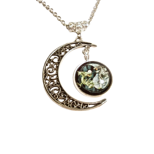 Yin Yang Water Element Moon Necklace