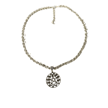 Zodiac Moon Phases Pentacle Pendant Hand Woven Necklace