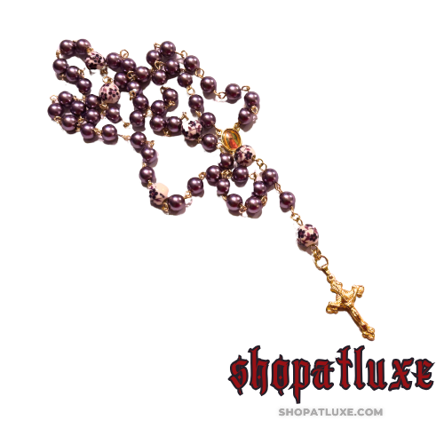 Frosted Purple Hand Beaded Rosary