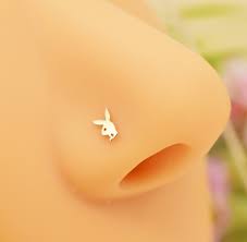 Playboy Bunny Top 316L Surgical Steel Nose Stud Rings Jewelry Stud (Silvertone)