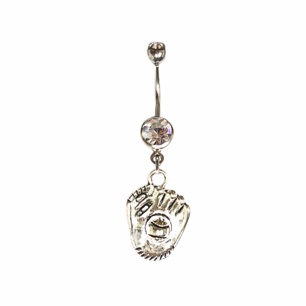 Softball Glove Sporty 14g Belly Ring