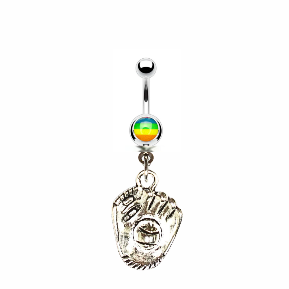 Softball Glove Sporty 14g Belly Ring