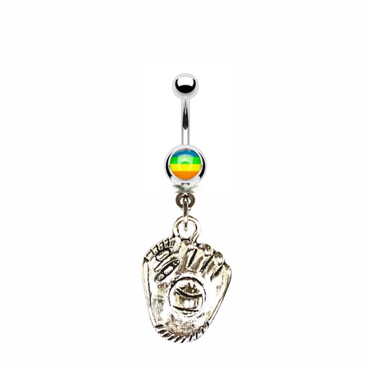 Softball Glove Sporty 14g Belly Ring