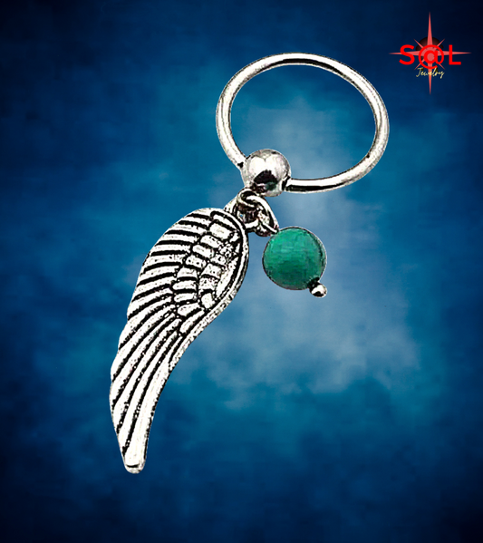 16G Captive Bead Ring With Angel Wing Dangle