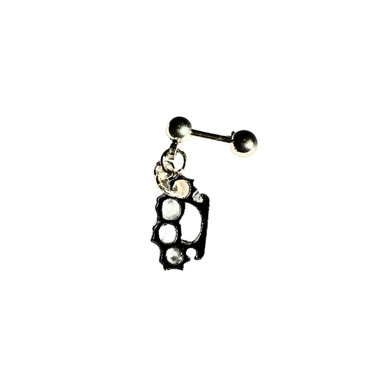 18g Helix Barbell With Black Brass Knuckles Charm