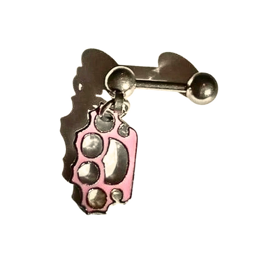 18g Helix Barbell With Pink Brass Knuckles Charm