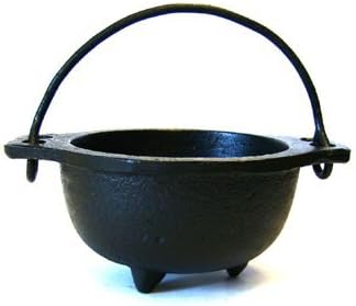 Cast Iron Cauldron w/Handle, Ideal for smudging, Incense Burning, Ritual Purpose, Decoration, Candle Holder, etc. (5" Diameter Handle to Handle, 3" Inside Diameter)