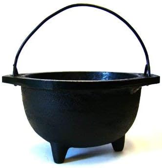 Cast Iron Cauldron w/Handle, Ideal for smudging, Incense Burning, Ritual Purpose, Decoration, Candle Holder, etc. (5" Diameter Handle to Handle, 3" Inside Diameter)