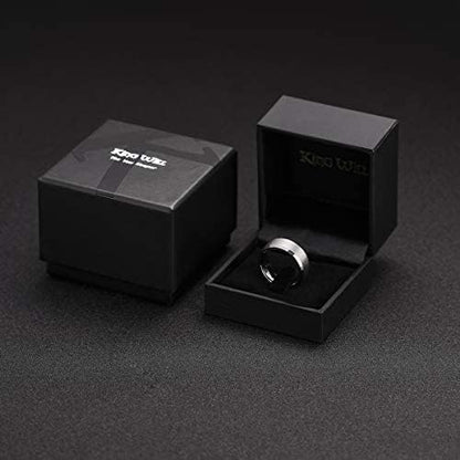 King Will Basic 6mm 7mm 8mm 9mm 10mm Men Wedding Black/Silver Tungsten Ring Matte Finish Beveled Polished Edge Comfort Fit