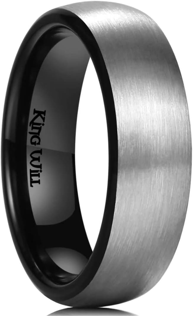 King Will Basic 3MM/5MM/7MM/9MM Silver/Black Titanium Ring Wedding Band for Men Women Brushed/Matte Comfort Fit Couple Ring