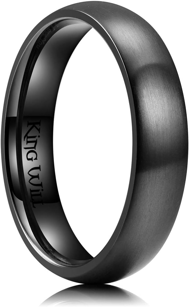 King Will Basic 3MM/5MM/7MM/9MM Silver/Black Titanium Ring Wedding Band for Men Women Brushed/Matte Comfort Fit Couple Ring