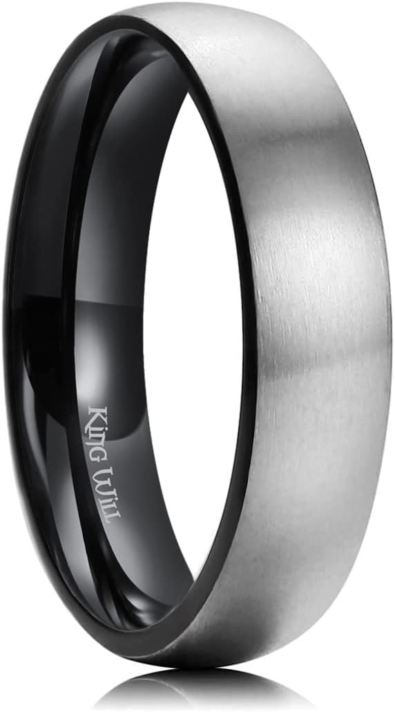 King Will Basic 3MM/5MM/7MM/9MM Silver/Black Titanium Ring Wedding Band for Men Women Brushed/Matte Comfort Fit Couple Ring