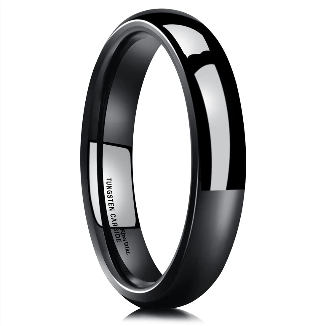 King Will Basic Men's 2mm 4mm 6mm 8mm High Polished Comfort Fit Domed Tungsten Carbide Ring Silver Black Wedding Band