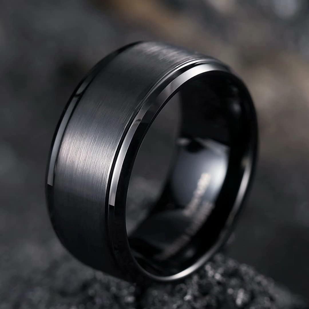 King Will Duo 8mm/10mm Mens Brushed Tungsten Carbide Wedding Band Ring Polish Finished Comfort Fit Black/Silver/Blue/Gold/Rose Gold