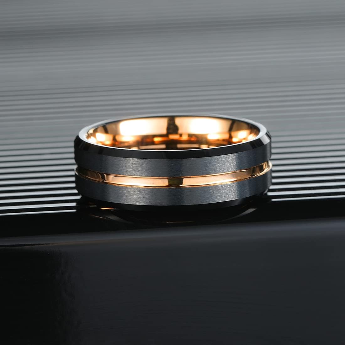 King Will Classic Tungsten Carbide Wedding Band Ring for Men - Available in Black, Silver, Gold, Blue, Brown, Red, and Purple Grooved Center Comfort Fit Suitable For Every Day Wear