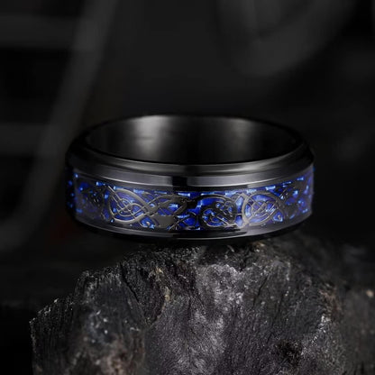 King Will Stainless Steel Anxiety Ring for Women Men Fidget Spinner Ring For Women Sand Blasted Finished Rose Gold/Rainbow/Gold Plated 8mm Width