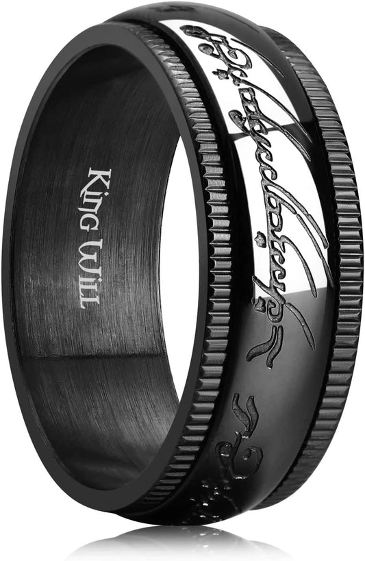 King Will 7mm 8mm One Ring for Men Lord Rings Magic Power Rings Silver Titanium Rings Wedding Band for Men Women Comfort Fit Sipnner Ring High Polished