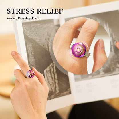 King Will Fidget Spinner Ring, Fidget Toy, Stress Relief, Stainless Steel Ring With Spinner Perfect for ADHD, ADD for Kids and Adults, Colorful Finger Rings Toy