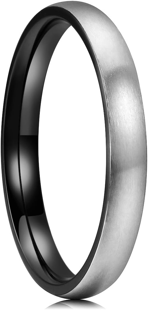 King Will Basic 3MM/5MM/7MM/9MM Silver/Black Titanium Ring Wedding Band for Men Women Brushed/Matte Comfort Fit Couple Ring