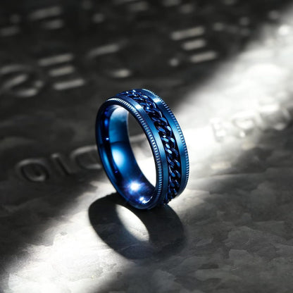 King Will Intertwine 8mm Spinner Ring Stainless Steel Fidget Ring Anxiety Ring for Men Black/Blue/Silver/Gold Fidget Anxiety Ring