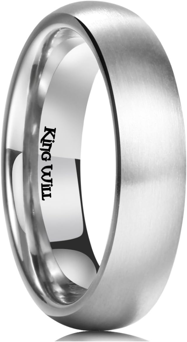 King Will Basic 3MM/5MM/7MM/9MM Silver/Black Titanium Ring Wedding Band for Men Women Brushed/Matte Comfort Fit Couple Ring