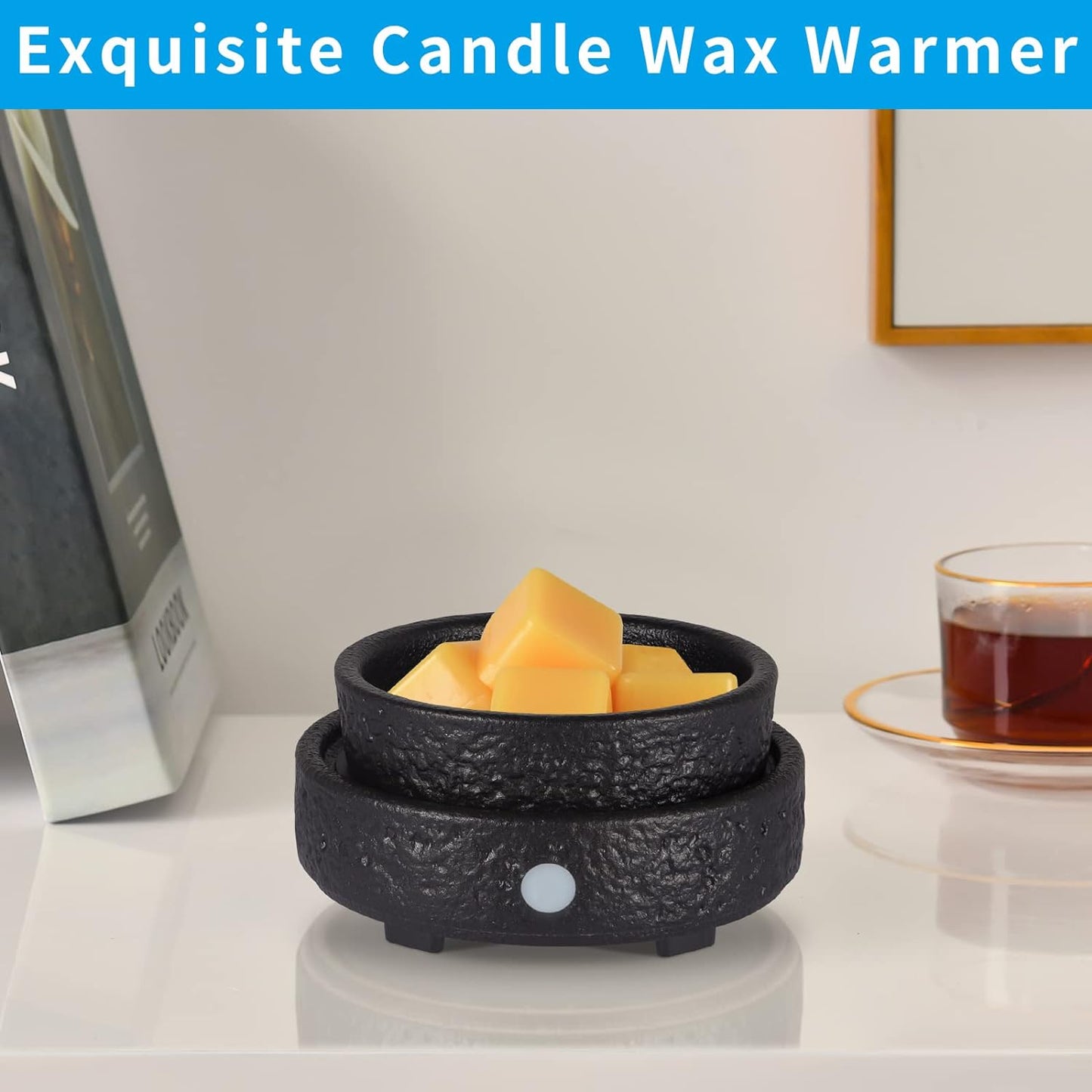 nawaza Ceramic Wax Melt Warmer Fragrance, 3 in1 Electric Candle Wax Warmer，Scented Wax Melt Wax Cubes Melter Fragrance Warmer for Home,Office,Gift(Black)…