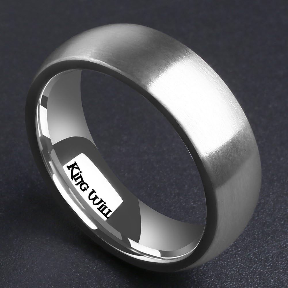 King Will Basic 3MM/5MM/7MM/9MM Silver/Black Titanium Ring Wedding Band for Men Women Brushed/Matte Comfort Fit Couple Ring