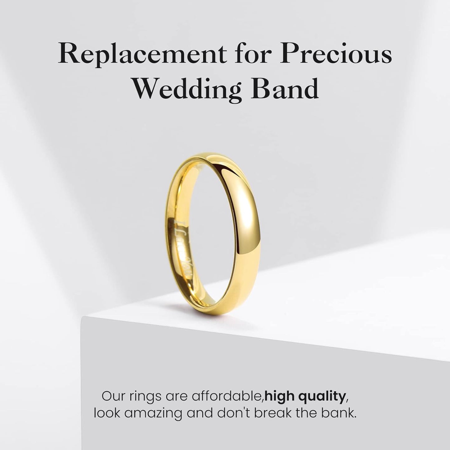 King Will BASIC 2mm/3mm/4mm/5mm/6mm/7mm Wedding Ring for Men Women Stainless Steel Wedding Band Laser I Love You Silver/Gold/Rose Gold Plated High Polished Dome Style Ring