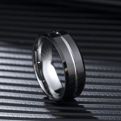King Will Classic Tungsten Carbide Wedding Band Ring for Men - Available in Black, Silver, Gold, Blue, Brown, Red, and Purple Grooved Center Comfort Fit Suitable For Every Day Wear