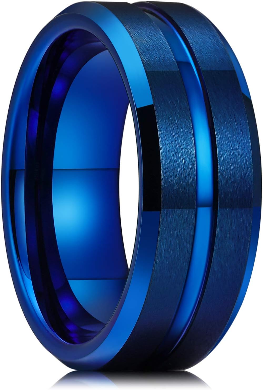 King Will Classic Tungsten Carbide Wedding Band Ring for Men - Available in Black, Silver, Gold, Blue, Brown, Red, and Purple Grooved Center Comfort Fit Suitable For Every Day Wear