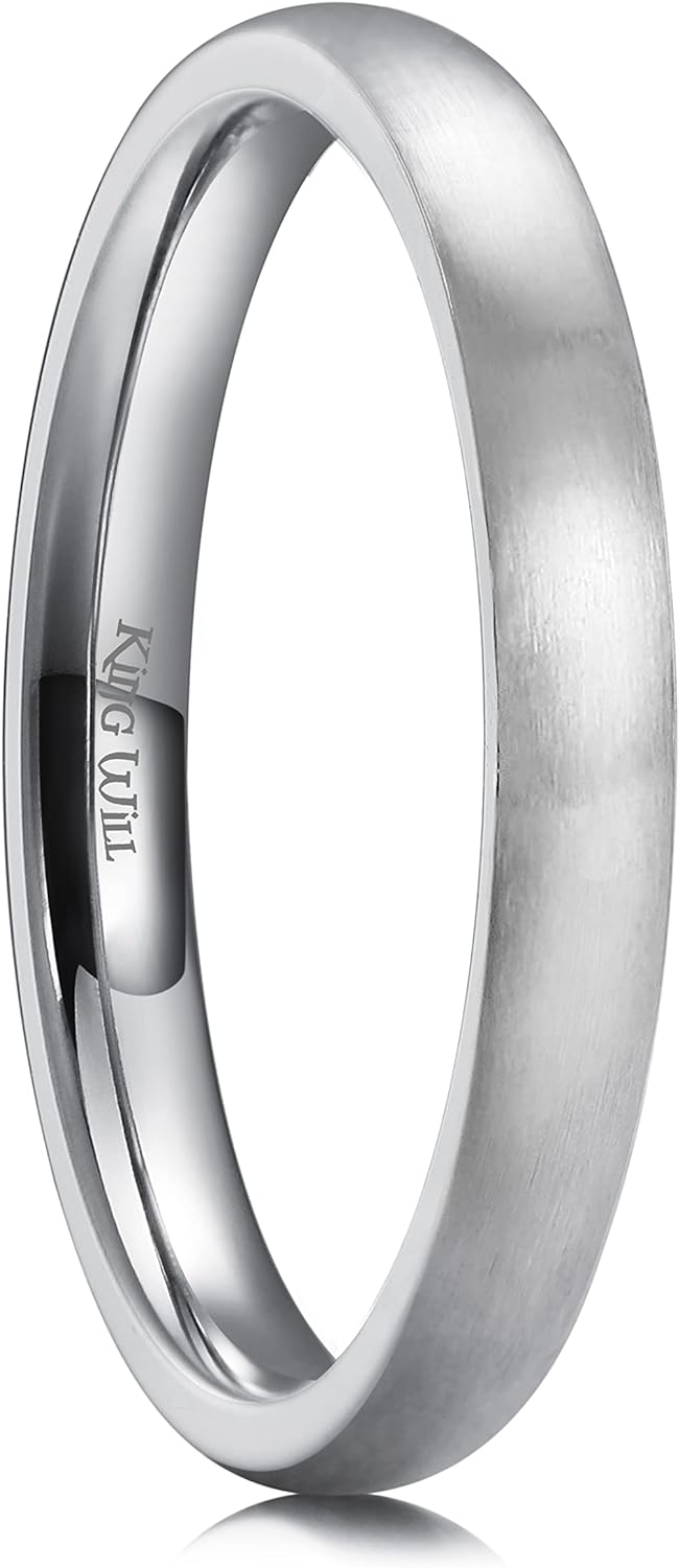 King Will Basic 3MM/5MM/7MM/9MM Silver/Black Titanium Ring Wedding Band for Men Women Brushed/Matte Comfort Fit Couple Ring