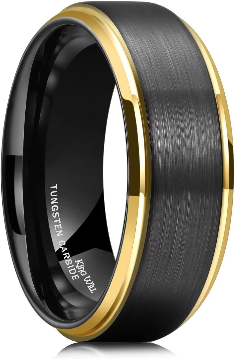 King Will Duo 8mm/10mm Mens Brushed Tungsten Carbide Wedding Band Ring Polish Finished Comfort Fit Black/Silver/Blue/Gold/Rose Gold