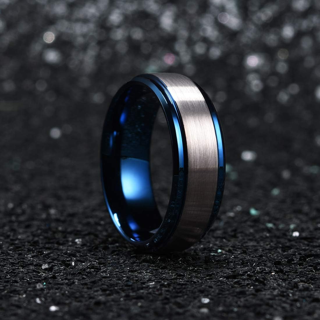 King Will Duo 8mm/10mm Mens Brushed Tungsten Carbide Wedding Band Ring Polish Finished Comfort Fit Black/Silver/Blue/Gold/Rose Gold