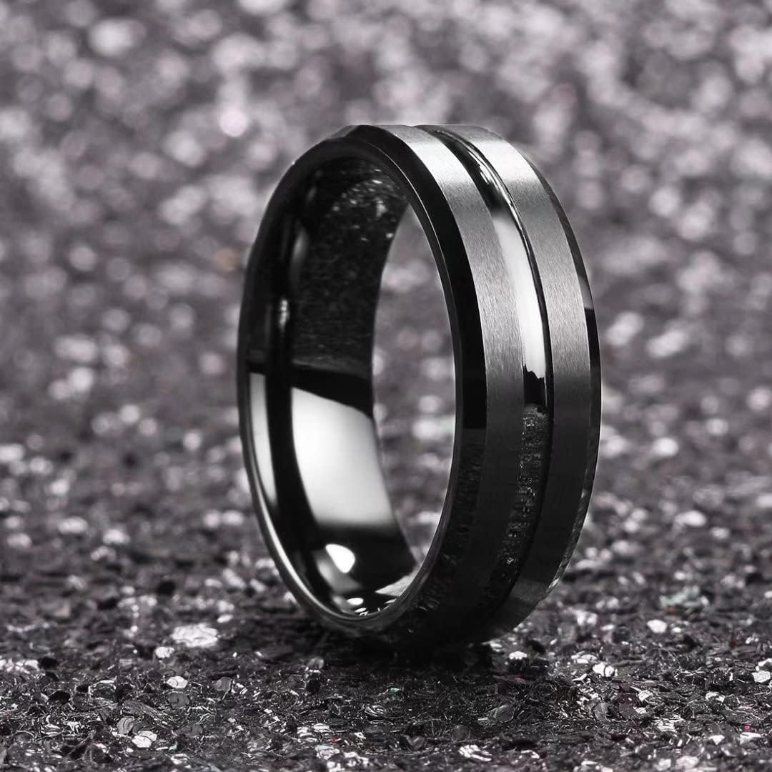 King Will Classic Tungsten Carbide Wedding Band Ring for Men - Available in Black, Silver, Gold, Blue, Brown, Red, and Purple Grooved Center Comfort Fit Suitable For Every Day Wear